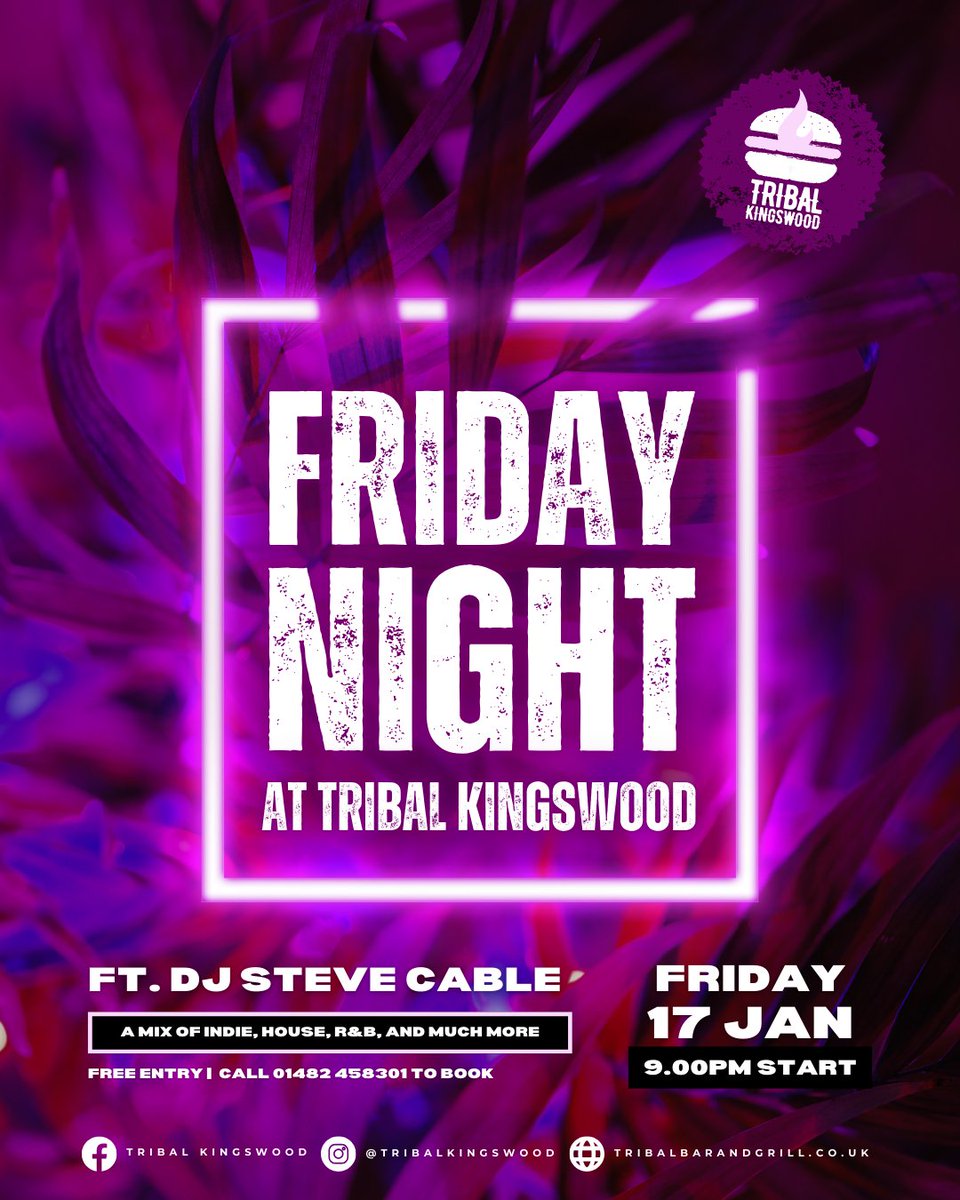 Tribal Kingswood (@tribalbarhull) on Twitter photo Keeping the January blues away once again next weekend with DJ Steve Cable bringing the Friday night vibes - secure your spot nice and early πͺ©πΆ
Call 01482 458301, or email email events@tribalbarandgrill.co.uk πβοΈ
π #TribalKingswood Keeping the January blues away once again next weekend with DJ Steve Cable bringing the Friday night vibes - secure your spot nice and early πͺ©πΆ
Call 01482 458301, or email email events@tribalbarandgrill.co.uk πβοΈ
π #TribalKingswood