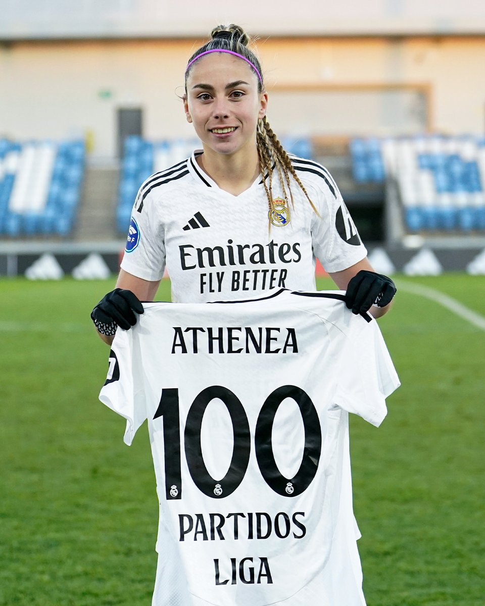 🤍👏 ¡@Atheeneeaa_10, 100 partidos de Liga con el @RealMadridFem!
#RealFootball