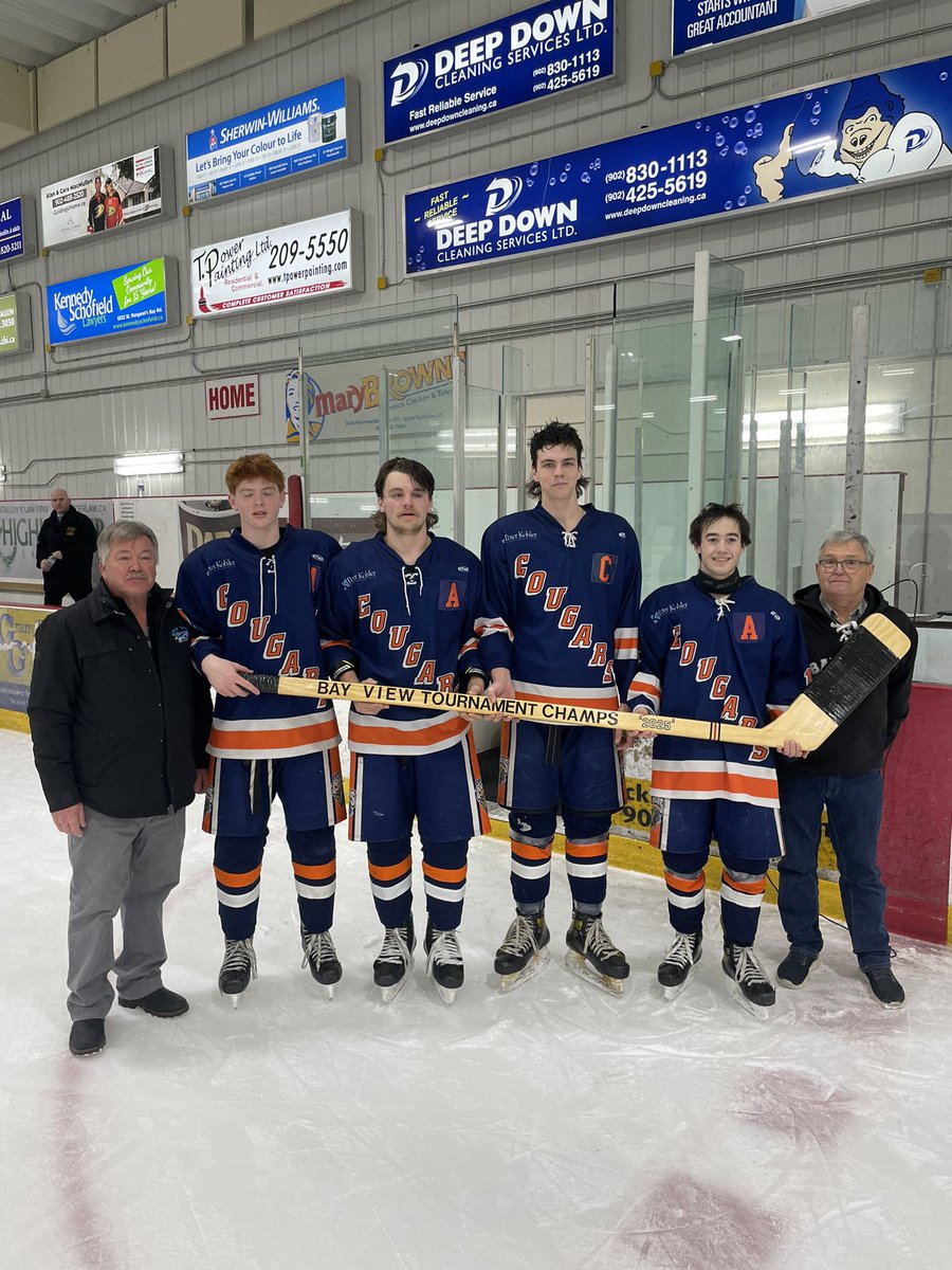 CecHockey's tweet photo. Unbelievable performance. The grittiest, grindiest, wins of the year from this group was special. Back to back Big Stick Champions! 5 unanswered goals in the 3rd put us over Fredericton High 6-2. Grit Grinder was our ENTIRE group. So proud of this #TEAM #CougarPride #Turbo https://t.co/IwOEoQBJEl