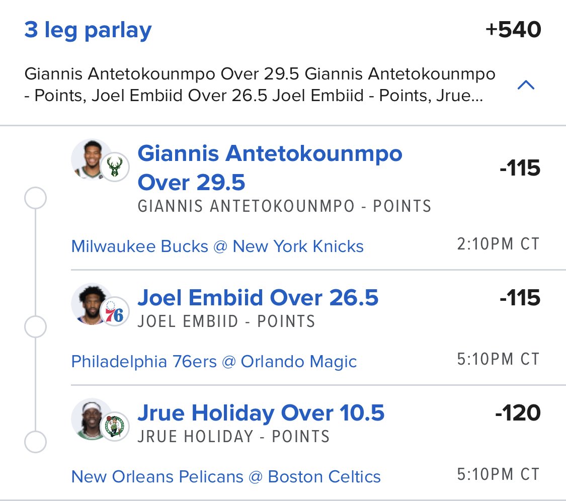 JoeMagaracPicks's tweet photo. Instead of donating to the NFL today, why don’t you cash on this NBA parlay?! Yaaaanis leads the pack in this +540 odds against the Knicks. Embiid and my boi Jrue got this in the bag. https://t.co/OKgI1fyGZo