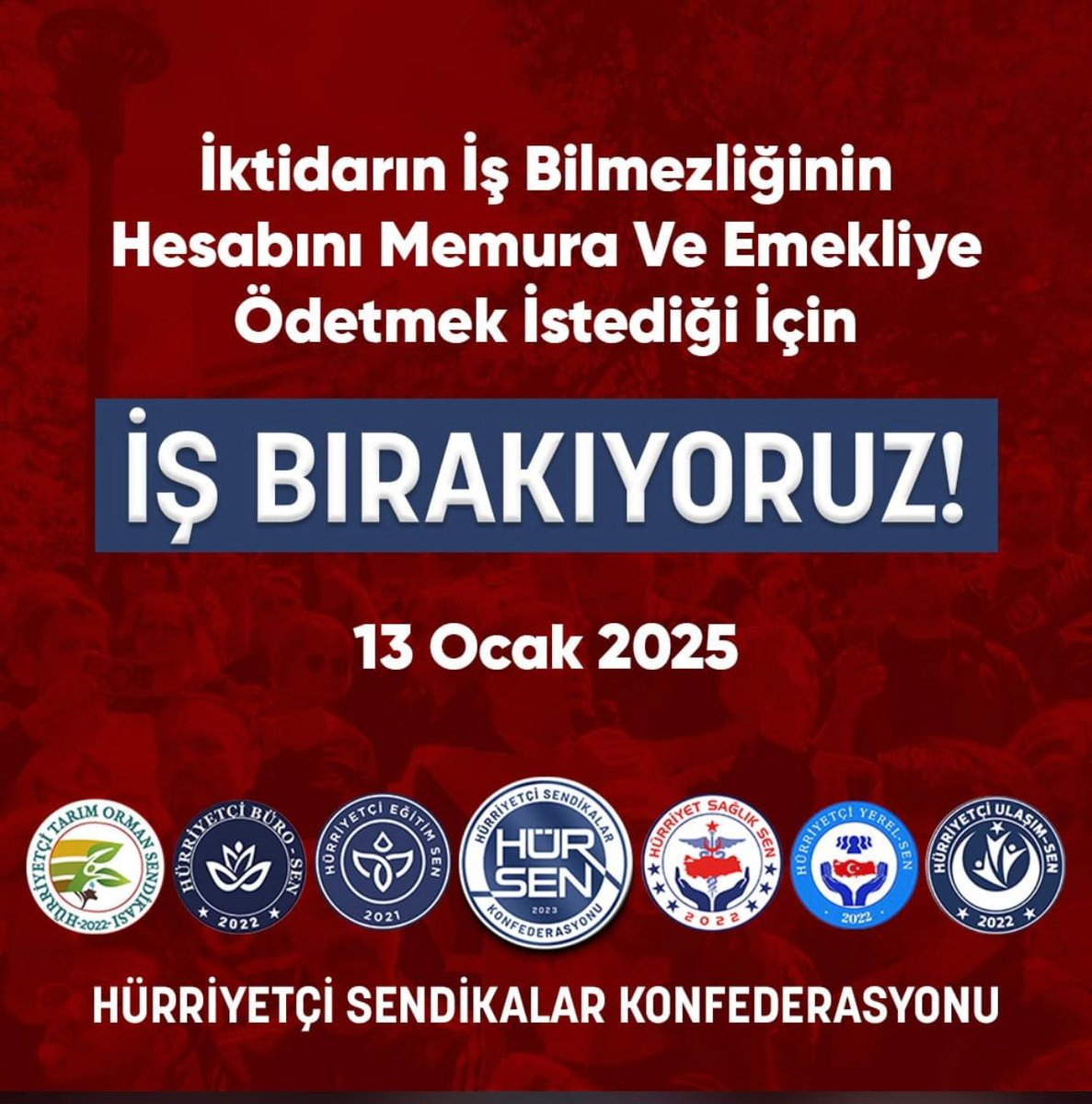 Enflasyon farkı zam değildir!
Kaç yıldır alamadığımız zammı yazın TOPLU SÖZLEŞME MASASINDA alamayacak yetkili sendika olduğu sürece meydanlar bizimdir. Memur ve emekli herkesi  #13OcakErMeydanı nda buluşmaya davet ediyorum. Aksi takdirde bu hayat pahalılığıyla ek iş şart olacak!