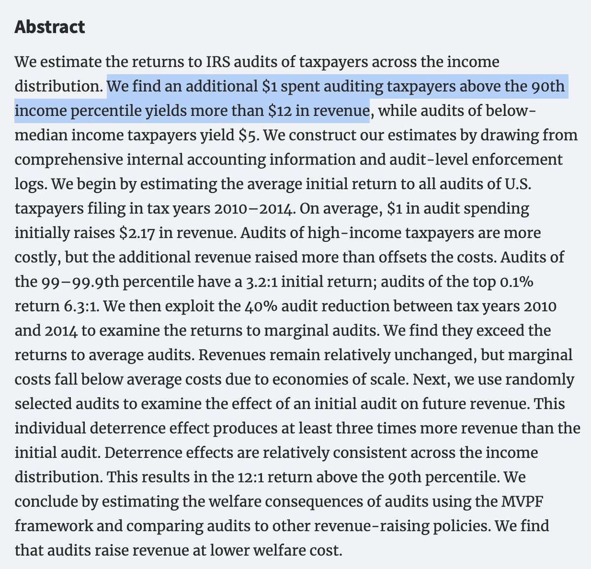 US tax audits are very effective revenue-raisers because  they lead people who were audited to actually follow the tax laws in the future.