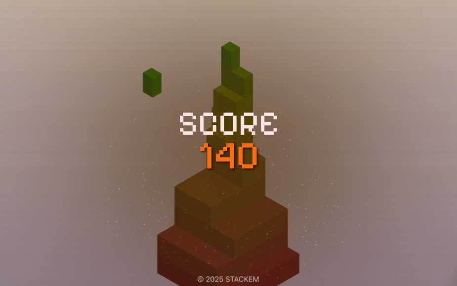 Scored 140 in <a href="/StackEM_xyz/">StackEM</a>! 

Challenge accepted? Play now: stackem.xyz