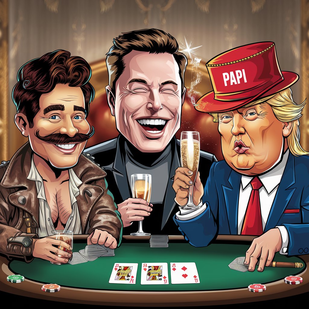 PapasitoCoin's tweet photo. ¡Ay, caramba! Just finished a high-stakes poker game with Donnie and Elon.   

Let's just say the cards were in my favor tonight... and those boys owe me a LOT of tequila! 

Feeling lucky, mis amores?   

Well, I've decided to share the wealth and launch $PAPI in ONE HOUR! 📷    

Get those wallets ready, because this party is about to get loco! 📷

#PapiCoin #FlyMeToColombia #LaunchDay #PokerFace #FeelingLucky $PAPI #pumpfun #raydium