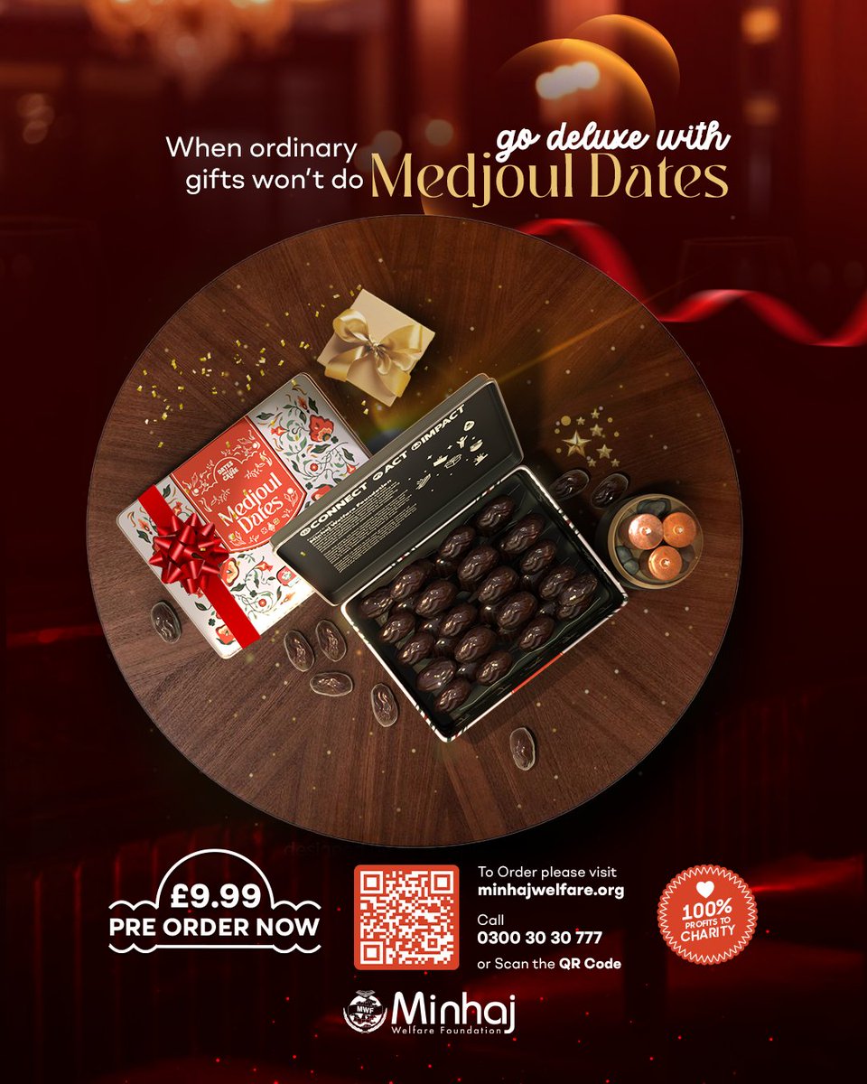 minhajwelfare's tweet photo. 🎁 Why gift ordinary when you can gift extraordinary?

⏳ Pre-order our Premium Medjoul Dates for just £9.99 and make your moments sweeter than ever.

🫶 100% of proceeds go to charity.

🔗 https://t.co/t6QDkeikGu

#MWF #Medjoul #Dates #KingOfDates #DatesForACause #NewLaunch https://t.co/L3N3H6Ra0y
