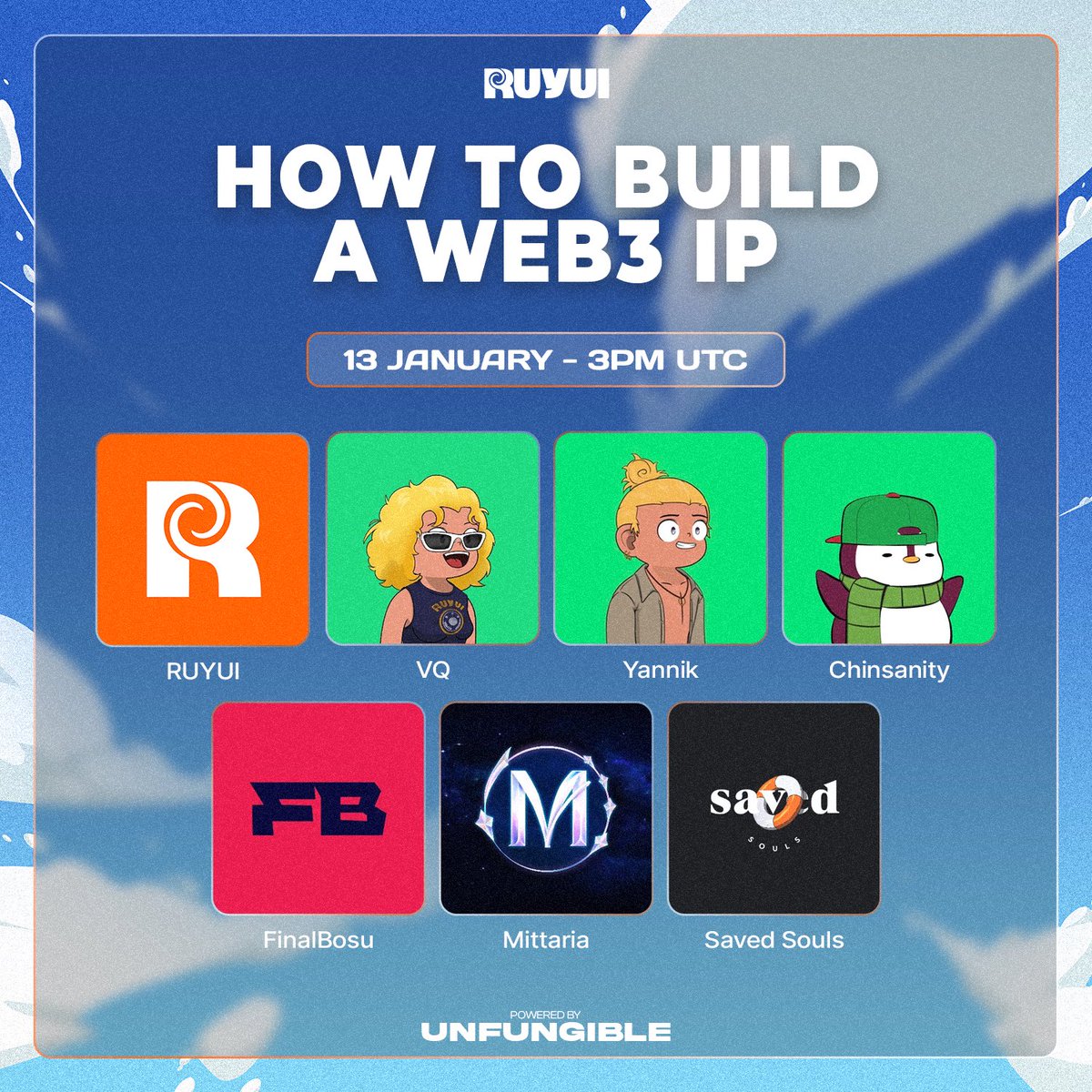 Join our weekly spaces to hear us talk about “How to Build a Web3 IP” with our amazing guests!
