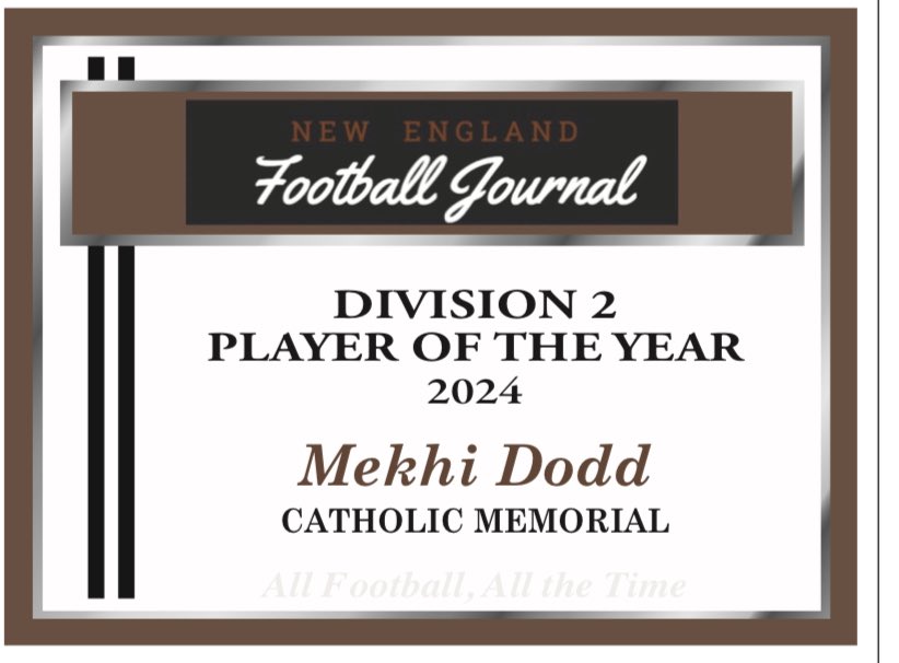 New England Football Journal ยฎ ๐ (@newftbj) on Twitter photo Mekhi Dodd is our Division Two Player of the Year. Dodd returned from a torn ACL to lead the Knights to a D2 state title. He is committed to play at Boston College. Congratulations <a href="/mekhidodd/">Mekhi dodd</a> Mekhi Dodd is our Division Two Player of the Year. Dodd returned from a torn ACL to lead the Knights to a D2 state title. He is committed to play at Boston College. Congratulations <a href="/mekhidodd/">Mekhi dodd</a>