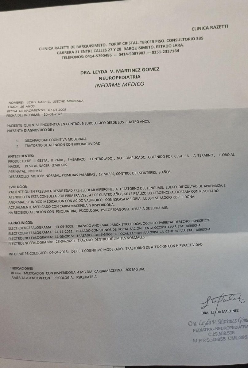 #12Ene #Lara #Detenidos
<a href="/FundehullanVzla/">Fundehullan Vzla</a>: Este #9Ene fue detenido injustamente el Joven Jesús Gabriel Useche de 19 años de edad en #Cabudare por la (GNB) en el momento que transitaba por la calle, este Joven sufre de discapacidad cognitiva y de (TDAH) depende de una serie de
