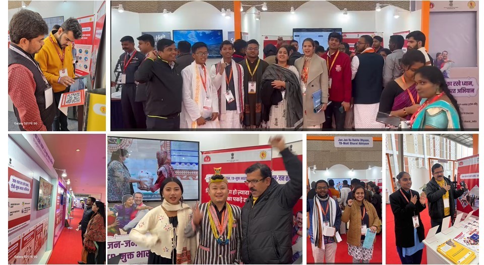 TbDivision's tweet photo. Participant at the National Youth Festival 2025: Viksit Bharat Young Leaders Dialogue in Delhi were enthusiastic about the on-going 100-day Intensified campaign for TB Elimination. 700+ TB Free India pledge were taken digitally &amp;800+ selfies were taken. #TBMuktBharat @MoHFW_INDIA https://t.co/E9kJLYK4WF