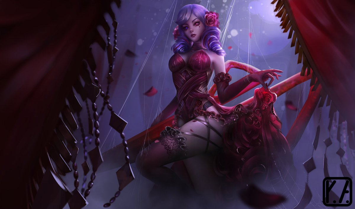 kstudio_est25's tweet photo. I spent 5 days drawing this piece—oh, my back hurts :(((, but it’s okay, it’ll be fine soon! Proudly presenting: Gwen Black Rose fan art from League of Legends! #LeagueOfLegends #Gwen https://t.co/h92fENtyjx