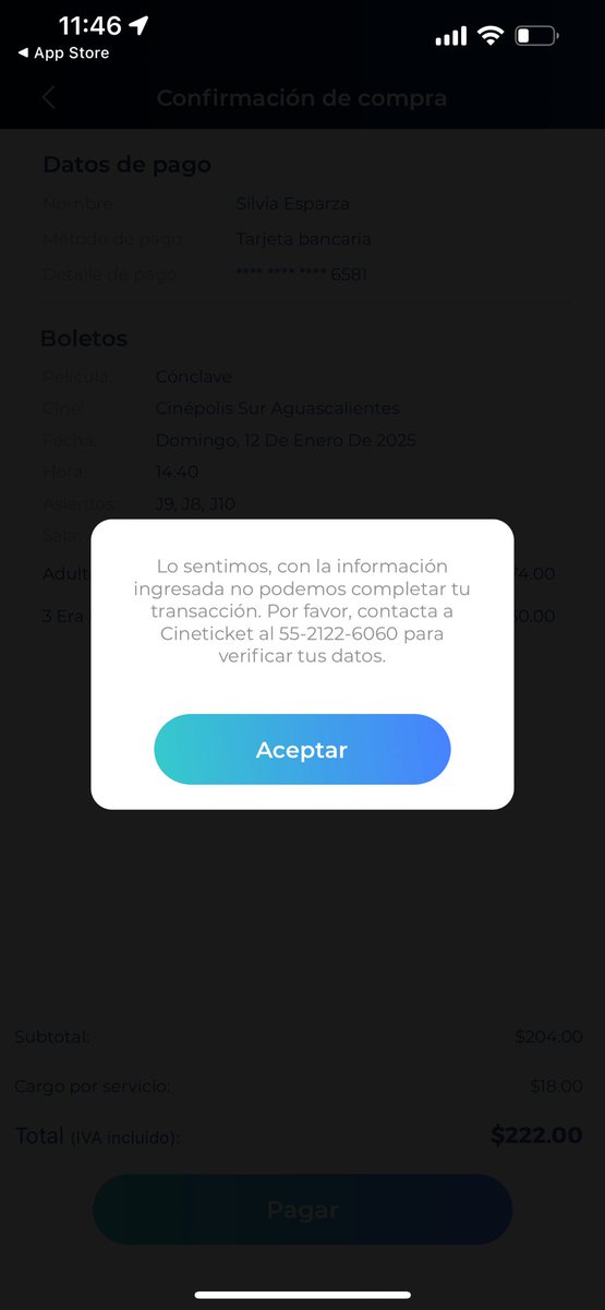 DannyDepp17's tweet photo. @AyudaCinepolis me aparece este error al comprar por la app. Días anteriores no tuve problema hasta hoy, ¿por qué sucede? https://t.co/gxupwMqO8w