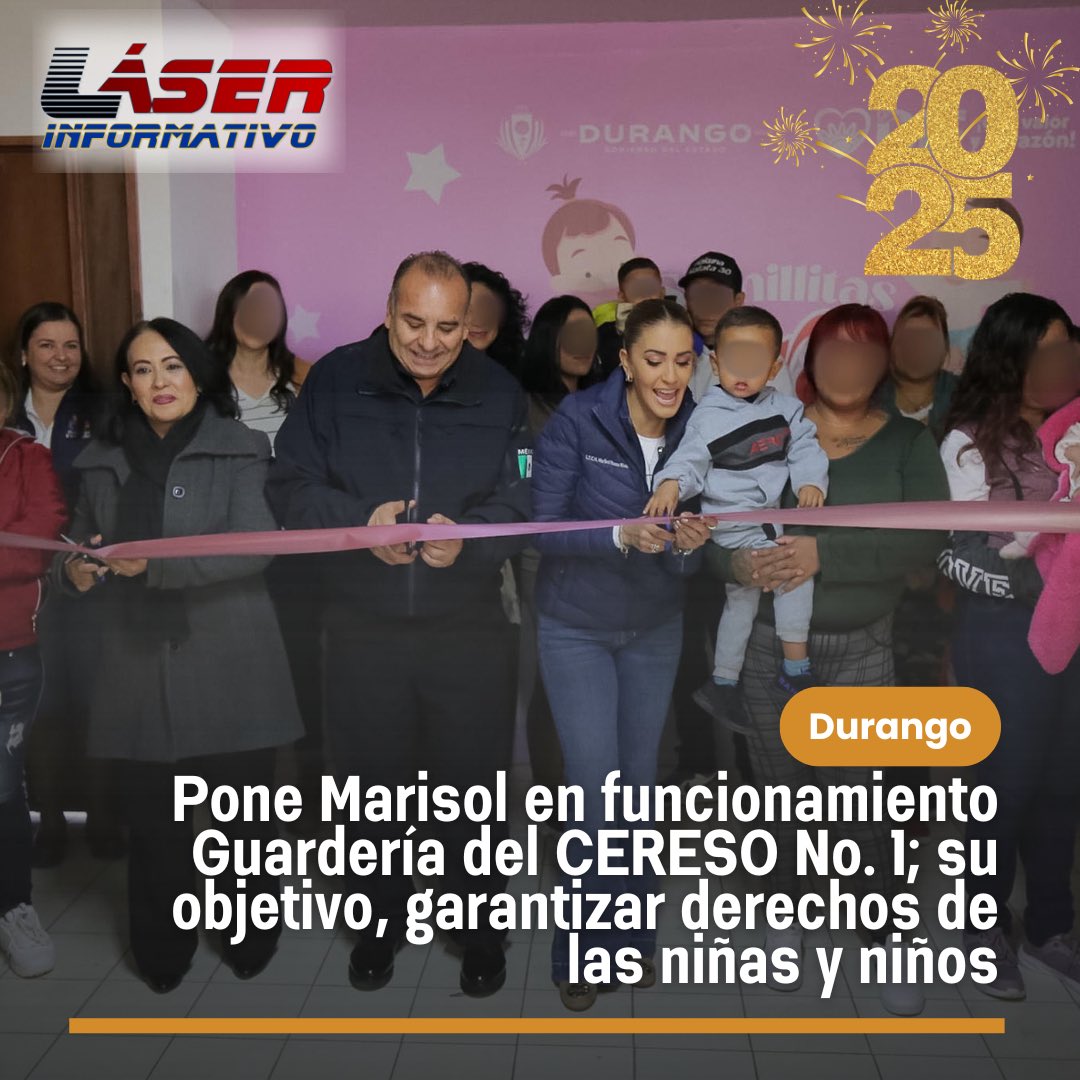 LaloSerranoZ's tweet photo. #LaserInformativo

#Durango|| Pone @Marisol_rosso en funcionamiento Guardería del CERESO No. 1; su objetivo, garantizar derechos de las niñas y niños

•Ahora existe en el centro penitenciario un área que cumple con las características necesarias para el cuidado y la atención de las hijas e hijos de las mujeres internas.

•El espacio fue equipado con juegos didácticos, colchonetas, cunas, mesas y sillas infantiles, mesa de exploración pediátrica, portabebés y juguetes.

Los derechos de las niñas y niños no deben depender del contexto en el que nacen o crecen. Todos merecen vivir en un entorno seguro y con las oportunidades que les permitan alcanzar su máximo potencial, destacó Marisol Rosso, presidenta del Sistema @DIF_Durango , al entregar la Guardería del CERESO No. 1.

Se trata de un espacio que cumple con las características necesarias para el cuidado y la atención de los pequeños, equipado con juegos didácticos, colchonetas, cunas, mesas y sillas infantiles, mesa de exploración pediátrica, portabebés y juguetes. Hay cuatro personas capacitadoras para la atención y cuidado de la guardería, con perfil en psicología y trabajo social.

Además, se cuenta con la atención de un nutriólogo, estimulación temprana y psicólogo por parte del Centro Regional de Desarrollo Infantil (CEREDI). También se entregaron ocho actas de nacimiento a menores, en atención a su derecho de identidad.

"Hoy reafirmamos nuestro compromiso con la integridad, el desarrollo y el bienestar de los pequeños de nuestro estado de Durango. Por eso ponemos en marcha una acción fundamental para garantizar que las hijas e hijos de las mujeres que se encuentran en este centro, cuenten con un espacio adecuado para su desarrollo pleno", manifestó Rosso Rivera.

Para el gobernador @EVillegasV , es prioridad avanzar juntos hacia una sociedad más justa, equitativa y humana, en donde cada niña y cada niño puedan ser felices, con el valor del corazón de los duranguenses.