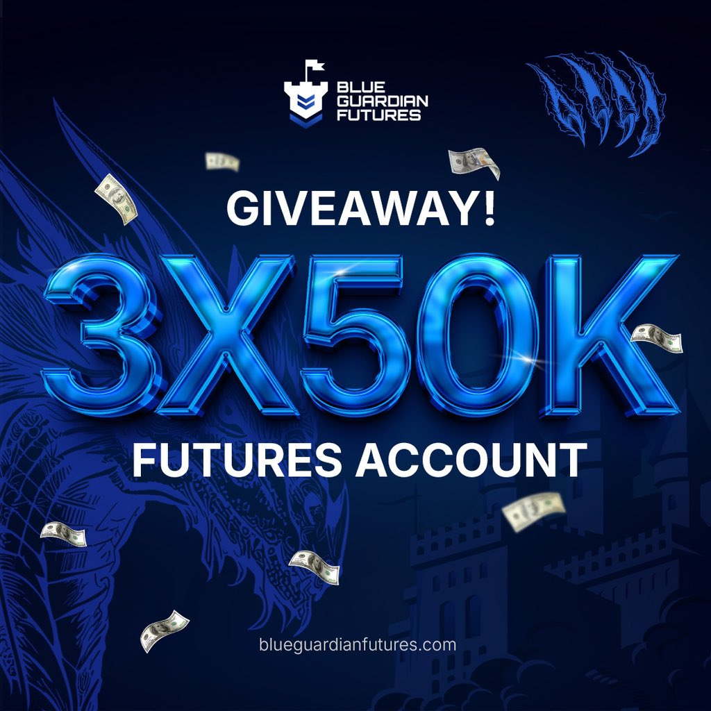 In celebration of my recent partnership with <a href="/GuardianFutures/">Blue Guardian Futures</a> 

We are doing a 3 x $50k account giveaway! 🎁

💰How To Enter

1. Follow : <a href="/GuardianFutures/">Blue Guardian Futures</a> &amp; <a href="/tradngpatiently/">Trading Patiently | Cam</a> 

2. Like ♥️ &amp; Retweet this post 🔁

3. Tag 3 friends who should enter! 👥
 
Winners will be announced in