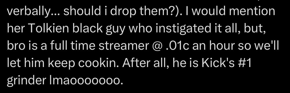 Hey , Tolkien Black Guy Here , yk the one that called you out for sexualizing one of my female friends because your homie wasn’t smart enough to mute you in his stream. Why apologize to me asking to get into a call if you’re going to keep randomly talking crazy <a href="/RKStackz_/">rkStackz</a>  💀😂