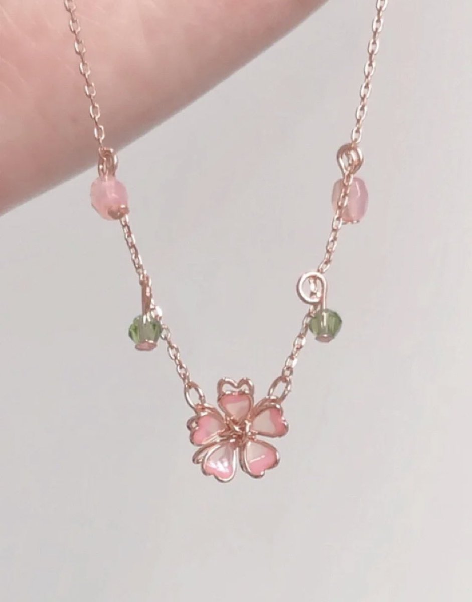 piinkibun's tweet image. cherry blossom necklace