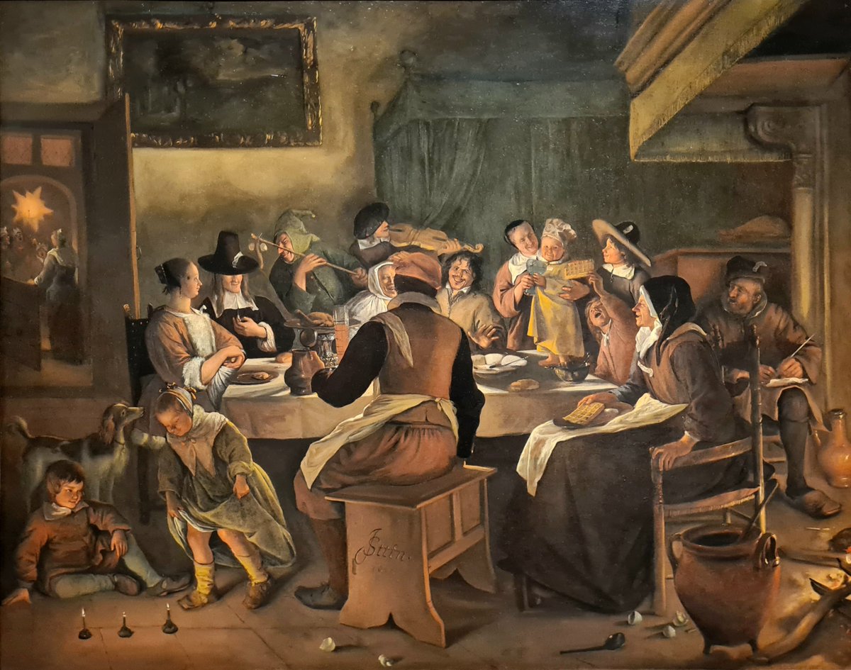 #GreatPaintingsByOldMasters □Twelfth Night Feast (1662) ☆JAN STEEN (1625-1679)▪︎A final look back at the end of the Christmas season... Up until the late 19th century, it was a time of feasting and merriment, second in importance only to Christmas Day▪︎🏛<a href="/mfaboston/">Museum of Fine Arts, Boston</a>-BOSTON