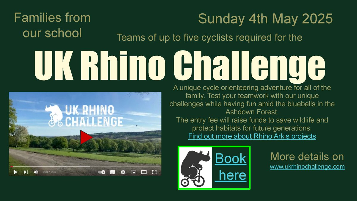 Oxted School (@oxtedschool) on Twitter photo Families, or individuals, are invited to enter the UK Rhino Challenge at Pippingford on the Ashdown Forest.
events.liveit.io/rhino-ark/uk-r…
#cyclinglife #UKRhinoChallenge <a href="/loveoxted/">Love Oxted</a> <a href="/oxted/">oxted</a> <a href="/TandridgeIndpt/">The Tandridge Independent</a> Families, or individuals, are invited to enter the UK Rhino Challenge at Pippingford on the Ashdown Forest.
events.liveit.io/rhino-ark/uk-r…
#cyclinglife #UKRhinoChallenge <a href="/loveoxted/">Love Oxted</a> <a href="/oxted/">oxted</a> <a href="/TandridgeIndpt/">The Tandridge Independent</a>