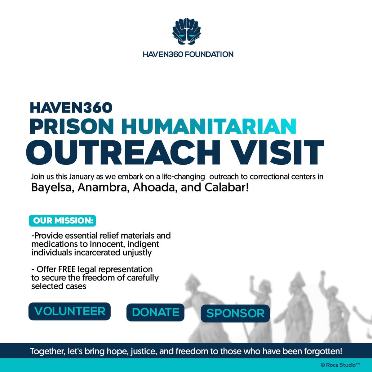 HavenFoundatn's tweet photo. Join Haven360's humanitarian outreach to prisons in Bayelsa, Anambra, Ahoada & Calabar! Provide relief, free legal aid & hope to the incarcerated. Volunteer, donate or sponsor. #Justice#HumanitarianAid#Haven360 #PrisonOutreach #HumanitarianAid #Justice #Freedom #MakeADifferen https://t.co/JWqsT2qf64