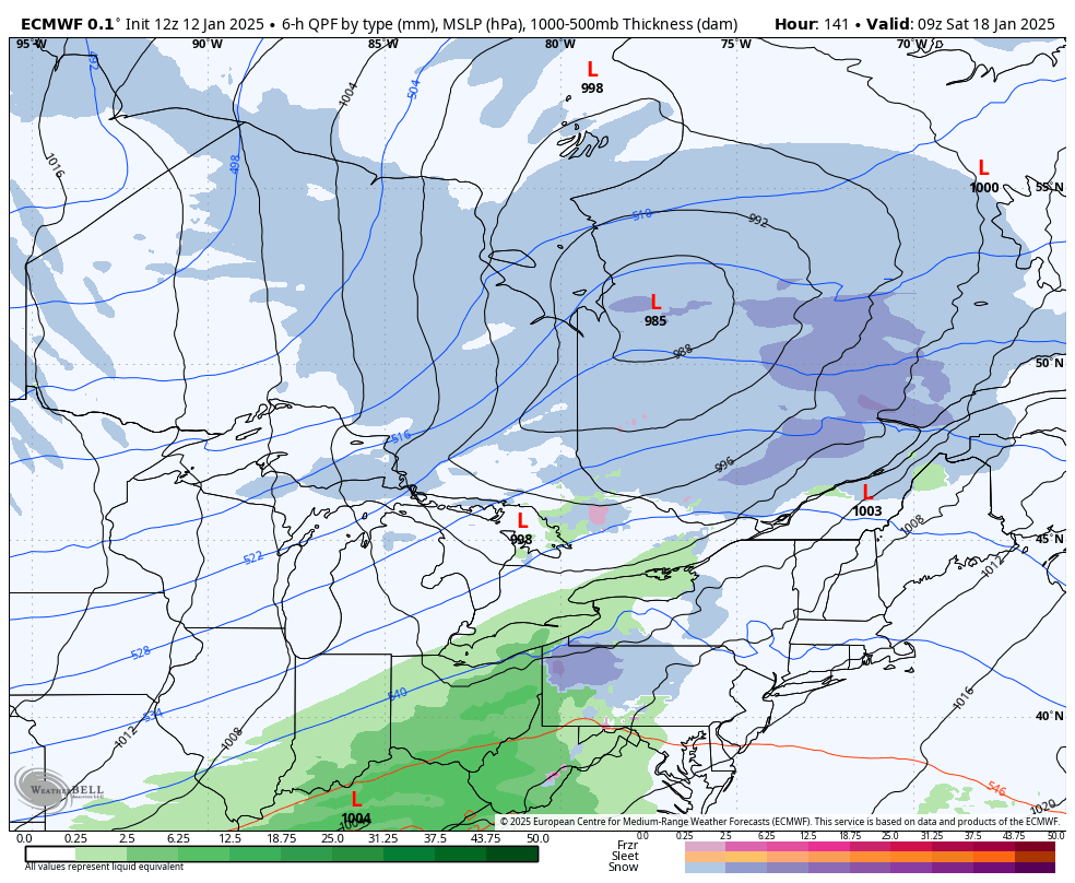 Keeping an eye on next weekend (18th to 19th) for possibly the biggest storm of the winter season so far across Southern #Ontario (all we've had so far is Clippers 😅...)

Still lots of model disagreement on track/ timing/ strength

Will update in the coming days!

#OnWX