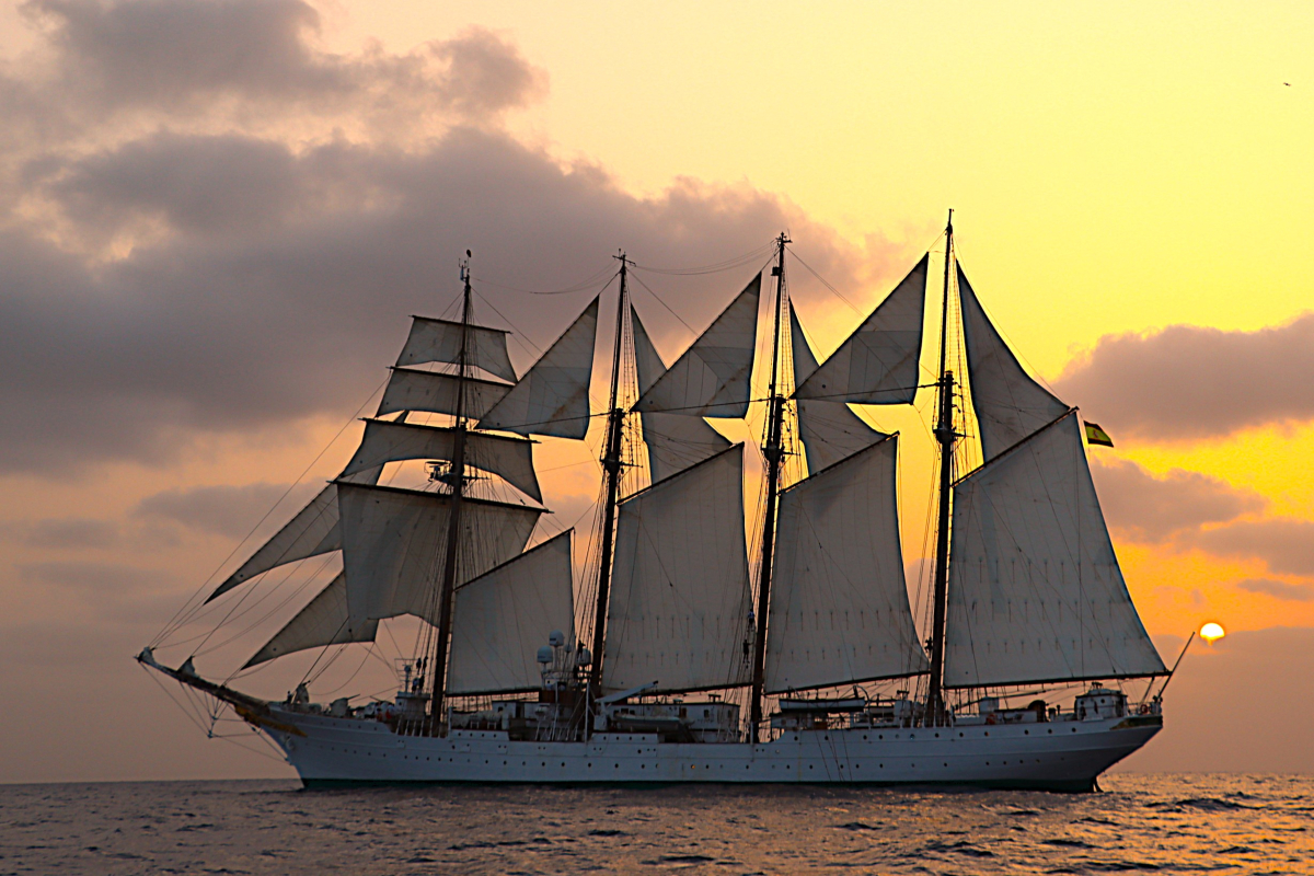 El buque escuela #JuanSebastiánDeElcano finaliza su 2ª singladura del #XCVIICruceroDeInstrucción con la proa rumbo al archipiélago canario.
Nosotros despedimos el día con esta increíble 📷 del buque al ocaso.

#PrimusCircumdedistiMe
#SomosLaArmada🇪🇸⚓️