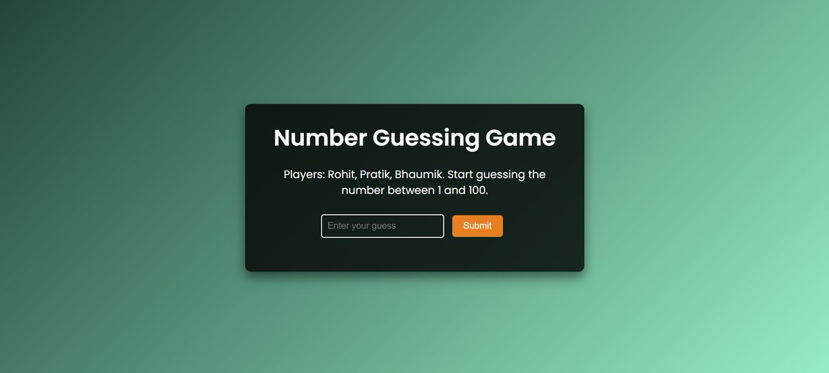 CodeSmith_01's tweet photo. Day 13 of 120 Days of Learning / Code✅
🔹Revised Loops
🔹Objects Intermediate
🔹DOM Manipulation
🔹Made a multiplayer number guessing game
(Sorry for using your name guys 🙏
@TandanBhaumik @pratikcodes_ @whyrohitwhy )
#100daysoflearning #javascript #WebDev #cssdesign https://t.co/Qa07Qk1qoN