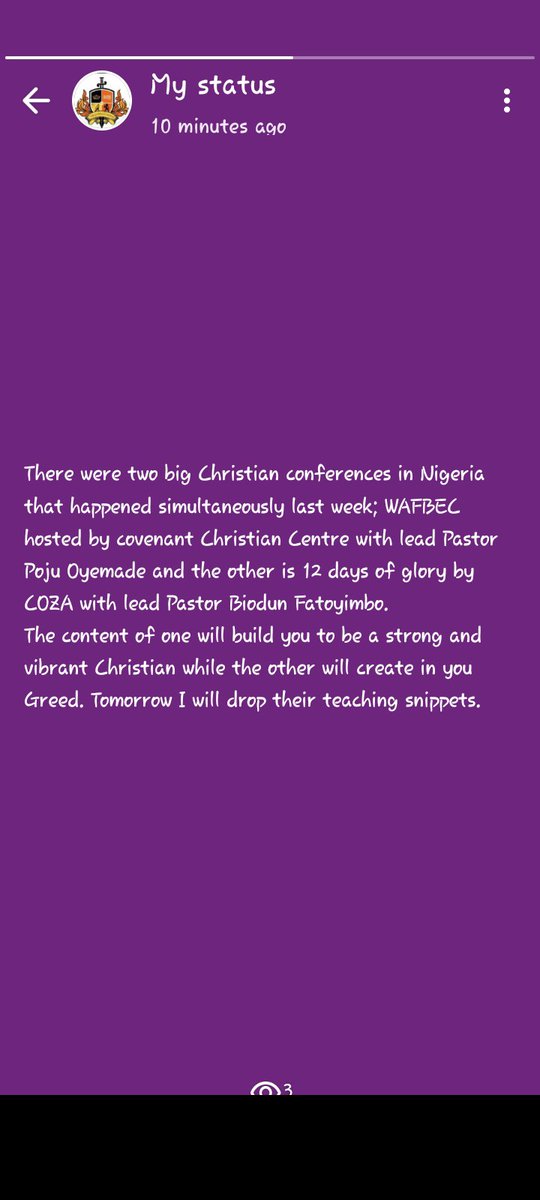 I am unapologetic about this my Post on my WhatsApp status.I am neither a member of both denominations but a neutral person with an objective view.
