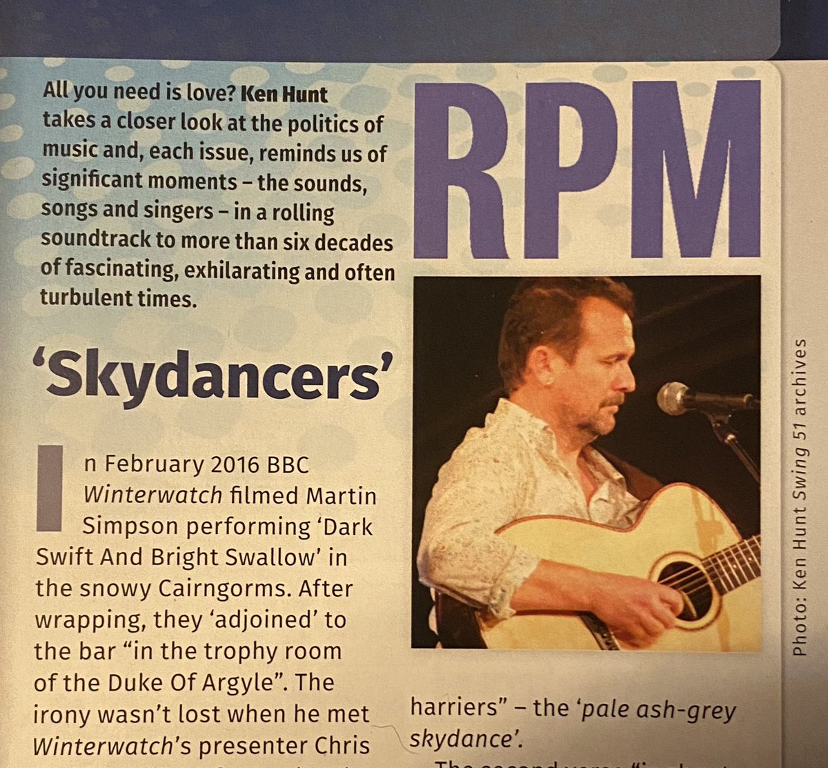 Ken Hunt (@kenhunt01) on Twitter photo <a href="/RocknReelR2/">RnR magazine</a>’s article is by Jeremy Searle. The same January/February 2025 issue has my political music column RPM. This issue’s is <a href="/msimpsonian/">Martin Simpson</a>’s ‘Skydancers’, the hero of which is the hen harrier, as its subject. Photo: Ken Hunt #Swing51Archives Now read on… <a href="/RocknReelR2/">RnR magazine</a>’s article is by Jeremy Searle. The same January/February 2025 issue has my political music column RPM. This issue’s is <a href="/msimpsonian/">Martin Simpson</a>’s ‘Skydancers’, the hero of which is the hen harrier, as its subject. Photo: Ken Hunt #Swing51Archives Now read on…