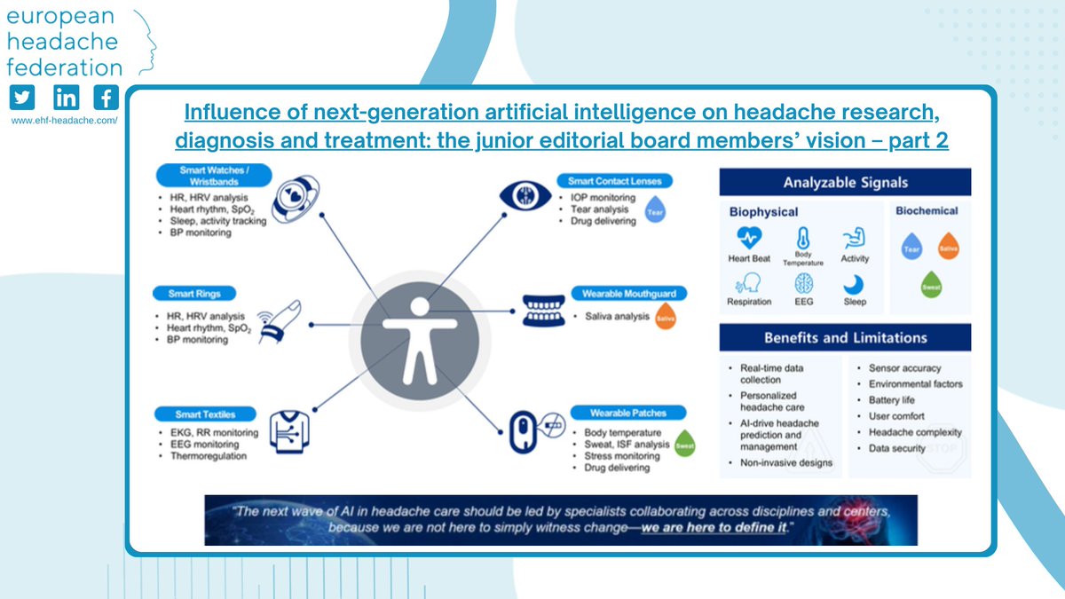 EHF_Official's tweet image. Part 2 of the review of the junior editorial board members’ vision explores the transformative potential of AI in addressing the complexities of headache disorders through innovative approaches. Read the review here: doi.org/10.1186/s10194…