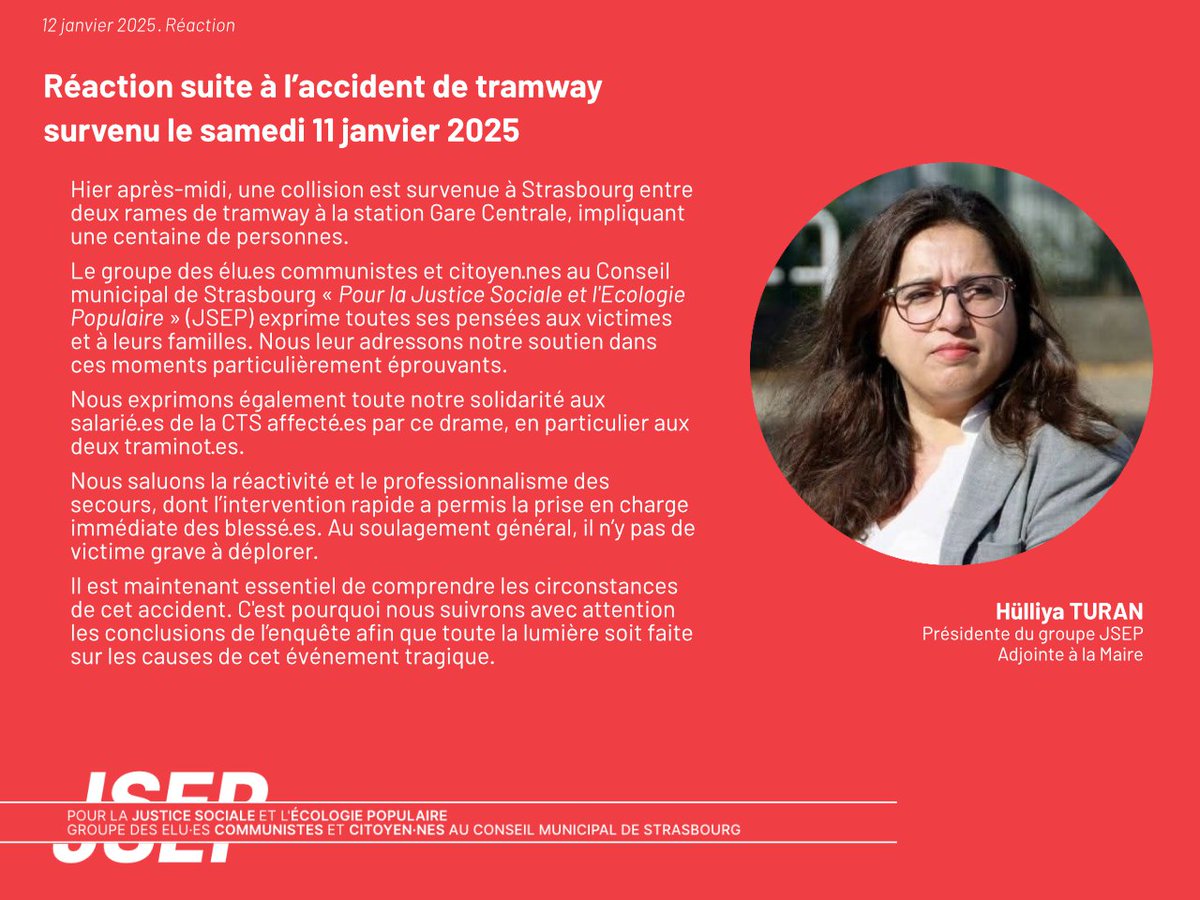 EluesJSEP's tweet photo. Réaction des https://t.co/i1gf3o5tWE communistes et citoyen·nes suite à l'accident de tramway Strasbourg https://t.co/GfBonvmWjx