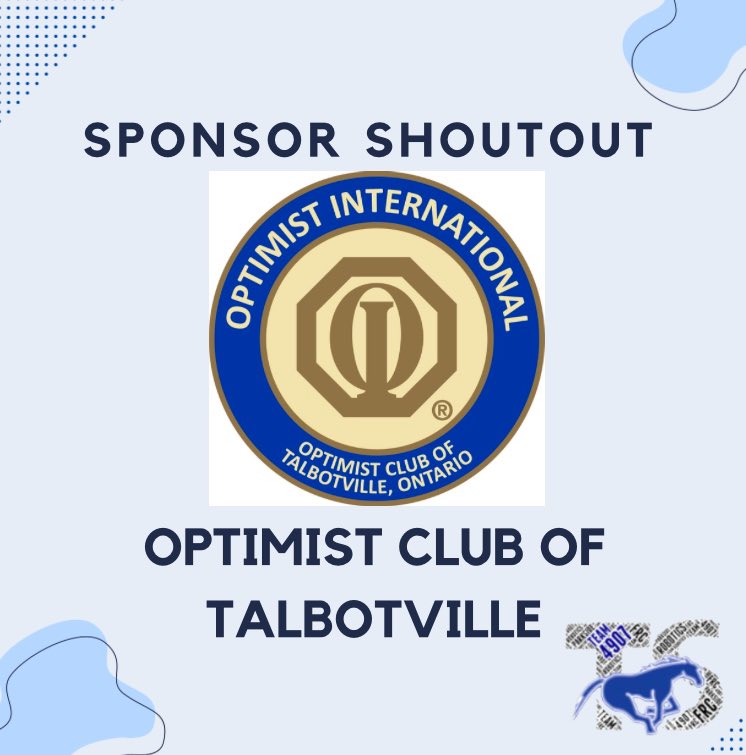 A huge thank you goes out to Optimist Club of Talbotville for sponsoring our team!