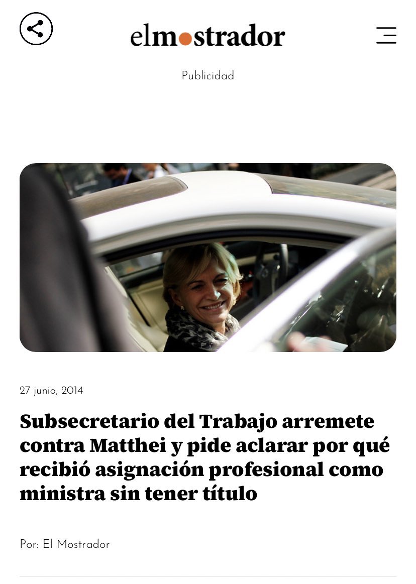 hernan_sr's tweet photo. 🚨Evelyn Matthei no es ingeniera comercial

Porque nunca se tituló, ya que, según ella le robaron la maleta donde estaba la memoria de ingeniera comercial. 

Lo peor de todo es que ella cuando fue ministra de Piñera, igual recibió la asignación profesional sin tener ningún título. 

Entre enero de 2011 y julio de 2013, Matthei recibió, además de su remuneración de ministra, $500 mil mensuales por asignación profesional.

O sea, recibió  una suma de $15.500.000 sin tener ningún título profesional.

Una cara de raja.