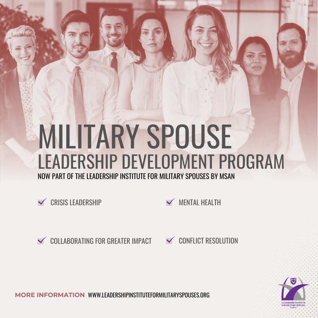 It's almost here! Applications open up tomorrow for the Military Spouse  Leadership Development Program–now part of the Leadership Institute for Military Spouses by MSAN! 

Learn more at: ow.ly/raFz50UEyRe

#MilitarySpouses #Leadership #LIMSbyMSAN