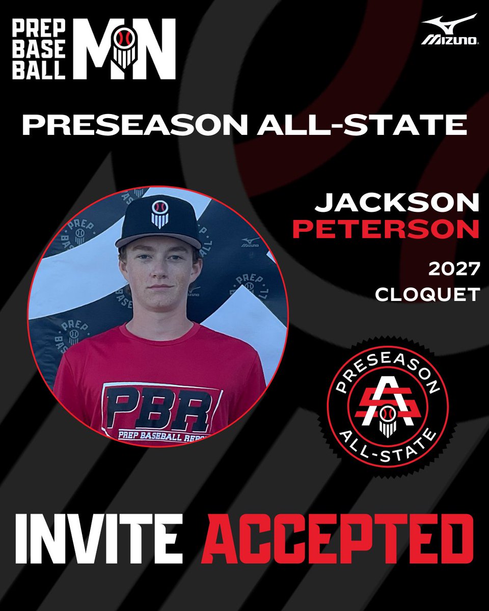 𝟐𝟎𝟐𝟓 𝐏𝐑𝐄𝐒𝐄𝐀𝐒𝐎𝐍 𝐀𝐋𝐋-𝐒𝐓𝐀𝐓𝐄
𝘐𝘯𝘷𝘪𝘵𝘦𝘥 𝘈𝘤𝘤𝘦𝘱𝘵𝘦𝘥 ✅

Jackson Peterson | <a href="/jacksonp_3/">Jackson Peterson</a>
⚾ SS/RHP
🎓 2027
📚 <a href="/CloquetBaseball/">Jacks Baseball</a>

#MNPAS2025
👤 loom.ly/LvRsXGQ