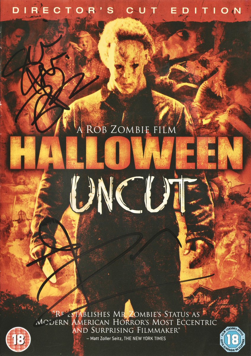 staytoonedfolks's tweet photo. Happy birthday to Rob Zombie! 🎂🖤
Halloween Uncut DVD signed by Rob & Sheri Moon is from our collection.
#RobZombie #WhiteZombie #HellbillyDeluxe #SoulCrusher #MrPickles #SpiderMan #JusticeLeague #Halloween #Houseof1000Corpses #DevilsRejects #3FromHell #LordsOfSalem #TheMunsters https://t.co/WsM5F86XoX