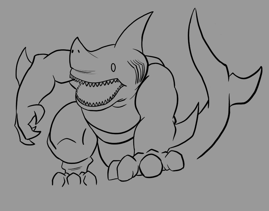 Iizard_wizard's tweet image. I didn't have much time to draw this week, I remade the shark monster