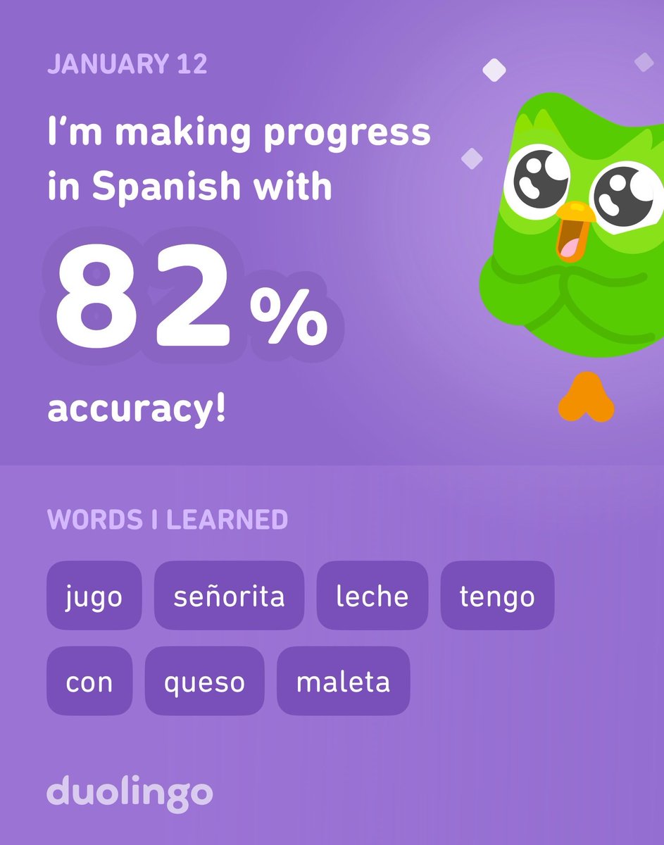 I’m learning Spanish on Duolingo! It’s free, fun, and effective.