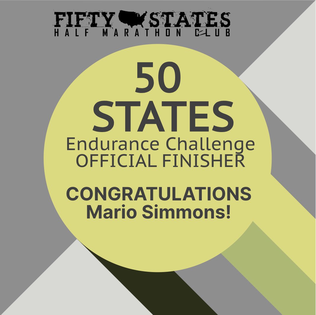 Congratulations to 50 States Half Marathon Club member Mario Simmons, from Arlington, #Tennessee, for completing the 50 States Endurance Challenge, finishing a combination of half marathons and marathons in all 50 States June 2024! 

#marathon #halfmarathon #running #run50states