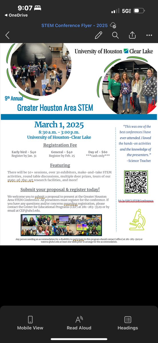 Carol Waters, Ed.D. (@drh2os_stem) on Twitter photo Share your STEM activities and expertise at the Greater Houston Area STEM Conference at <a href="/UHClearLake/">University of Houston-Clear Lake</a>. Proposals due this Wednesday, January 15!
uhcl.edu/education/cent… Share your STEM activities and expertise at the Greater Houston Area STEM Conference at <a href="/UHClearLake/">University of Houston-Clear Lake</a>. Proposals due this Wednesday, January 15!
uhcl.edu/education/cent…