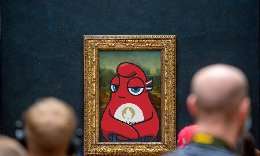 Mon futur chargé de communication de l’Élysée <a href="/cyrilpereirab/">Phrygil (Cyril) Pereira 🇵🇹</a> m’a fait parvenir ce portrait flatteur de moi exposé au Louvre pour me remercier des futurs coupes budgétaires dans la Culture.