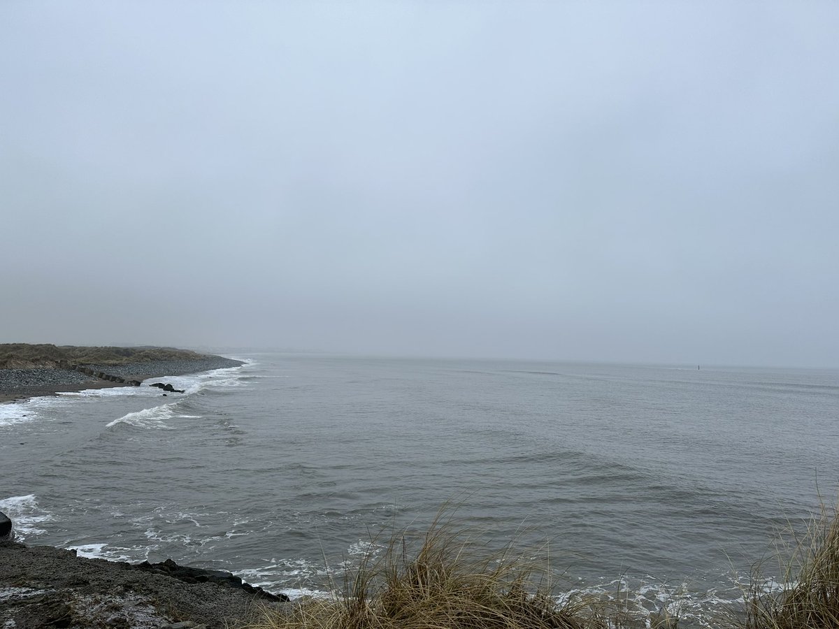 JuQuacker's tweet image. Foggy Seaton Sands WeBS with only 5 species recorded. Pleasing that two were waders with Oystercatcher and Turnstone. Waders are a rarity in this high disturbance sector. Seaton Carew &amp;amp; Hartlepool are beyond the murk in the photo @teesbirds1