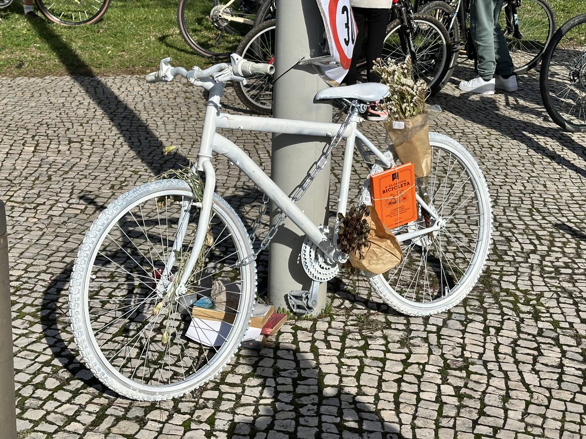 Today I was honoured to join a ride in memory of Pedro Sobral, a cyclist killed by a driver three weeks ago on the coastal road in Lisbon.

Over 500 of us showed the clear demand for a safe cycle route on this relic of a road, which currently only caters for fast-moving cars.