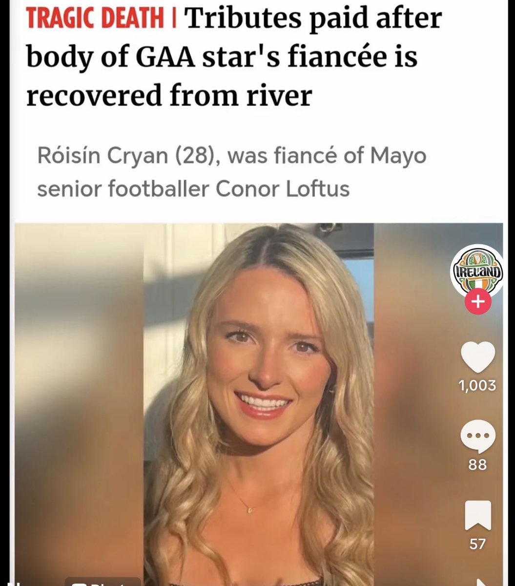 The lady’s name is Roisin and she’s not just a GAA stars fiancée !! We have a lot to learn . RIP