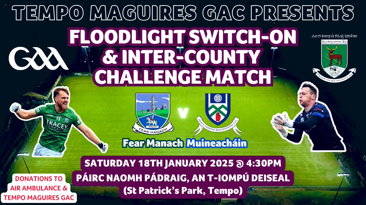 Tempo Maguires GAC (@tempomaguires) on Twitter photo ๐๐๐ฉ๐ช๐ง๐๐๐ฎ ๐๐๐๐๐ฉ ๐๐๐๐๐ฉ๐จ
Just six days until another landmark day in the history of Tempo Maguires.
We invite our entire club community to come along to be part of this historic occasion marking the completion of the most recent phase of work at our grounds. ๐๐๐ฉ๐ช๐ง๐๐๐ฎ ๐๐๐๐๐ฉ ๐๐๐๐๐ฉ๐จ
Just six days until another landmark day in the history of Tempo Maguires.
We invite our entire club community to come along to be part of this historic occasion marking the completion of the most recent phase of work at our grounds.
