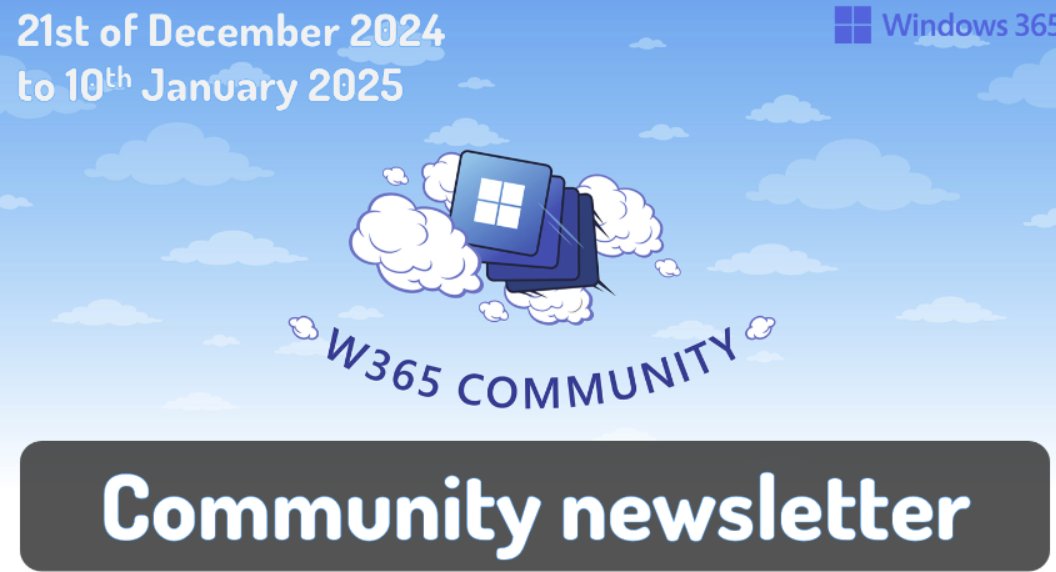 🗞 Want to know what's new in the world of #Windows365 #CloudPC?

Check out this week's newsletter⤵️

👉 w365community.com/weekly-newslet…

👏 <a href="/ncbrady/">🇺🇦 Niall C. Brady 🇺🇦</a>, <a href="/SCCMentor/">Paul Winstanley - MVP</a> , <a href="/app2pack/">Vigneshwaran | 4x MVP🏅</a> , <a href="/Michael/">michael</a> Meier, JJGuirola, <a href="/dominiekverham/">Dominiek Verham</a>  &amp; <a href="/Brinkhoff_C/">Christiaan Brinkhoff</a>