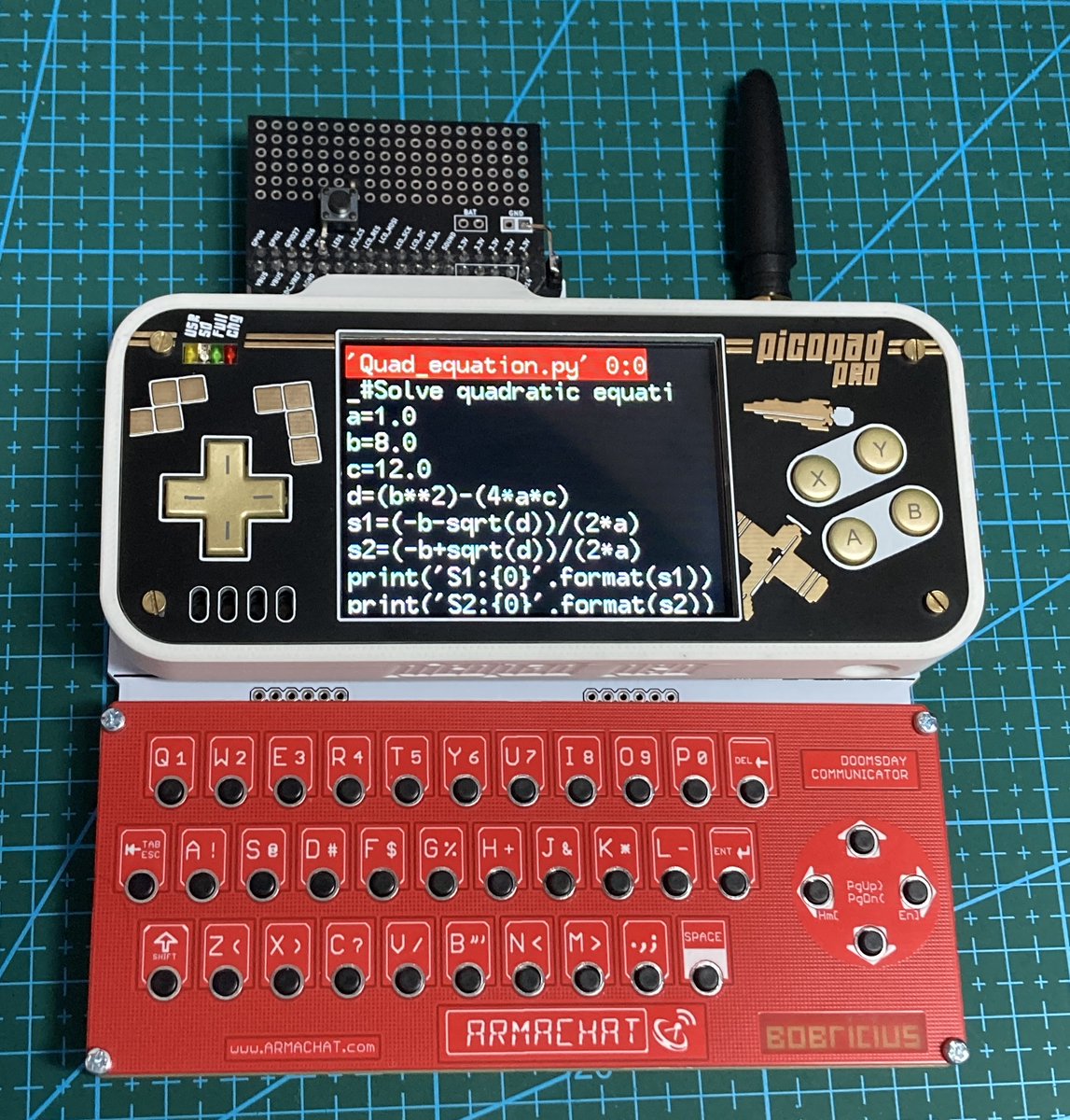 bobricius's tweet image. QWERTY keyboard for #PICOPAD by @pajenicko
-designed for #circuitpython
-boot menu for select apps
-simple on board text editor
-PICO 2 W ready (replaced because original died)
-36 buttons, 6x6 matrix directly to GPIO
(internal keys no working)
-LoRa RFM95 for future #meshtastic