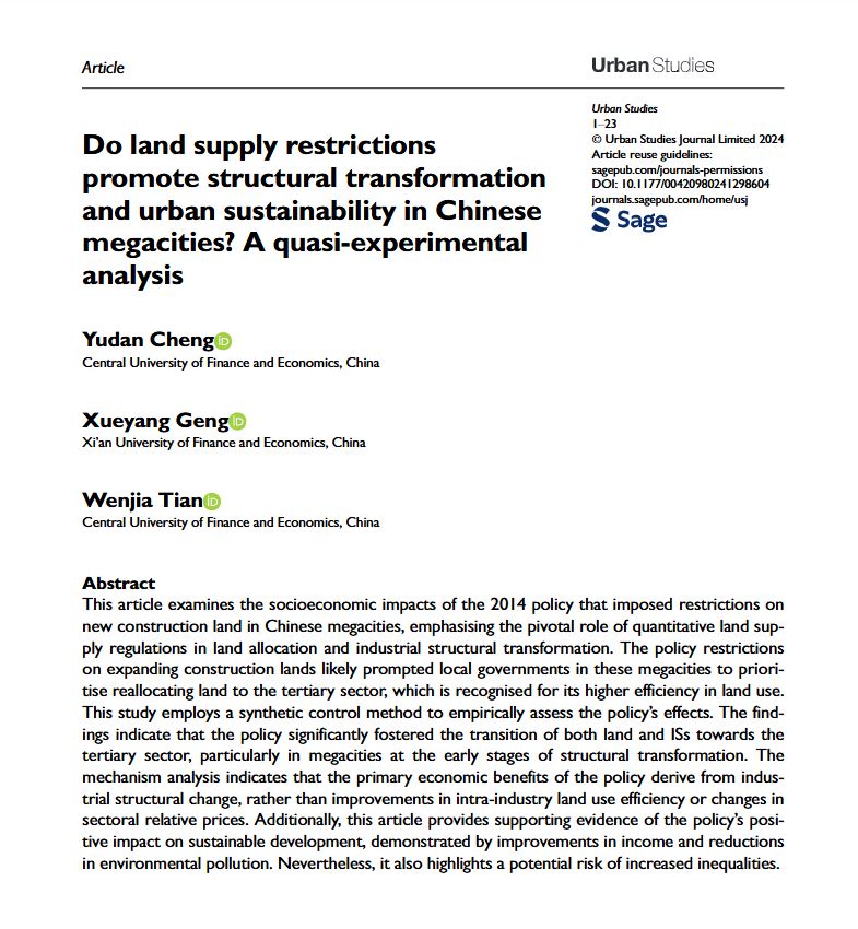 USJ_online's tweet image. New research analyses how the 2014 #LandRestriction Policy in Chinese megacities has influenced various socio-economic outcomes, thus evaluating its contribution to #SustainableDevelopment goals
ow.ly/e0ax50UzwzL
#StructuralTransformation
