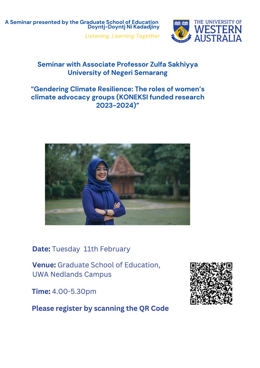 Seminar:  "Gendering Climate Resilience: The roles of women's climate advocacy groups (KONEKSI funded research 2023-2024)"