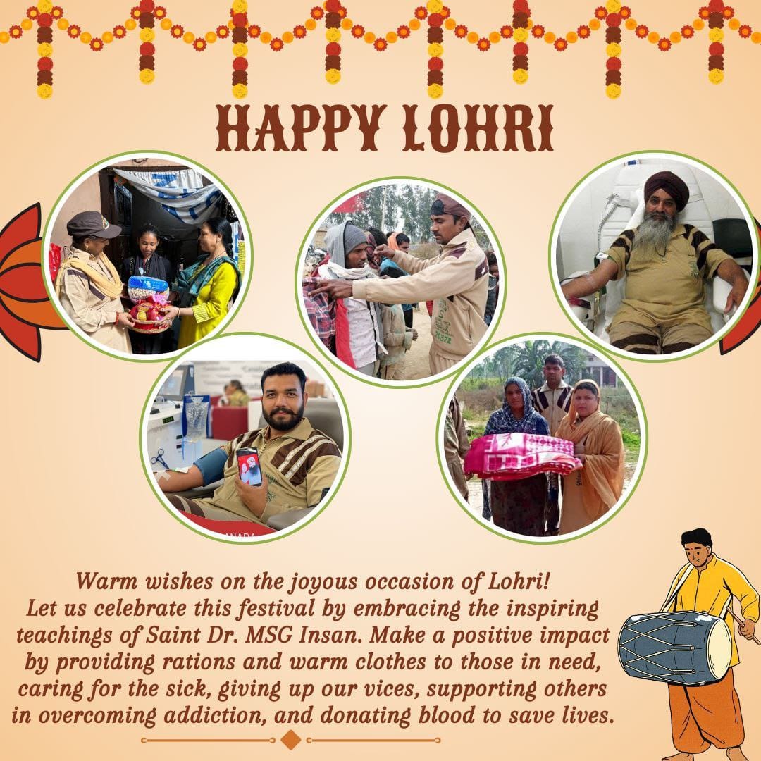Festivals are symbolic of goodness On this festival of Lohri ,we should burn our vices and take a pledge to adopt good habits,chant God's words and get divine happiness. Inspiration: Saint Dr MSG,Millions are following and living happily
#HappyLohri 
#HappyLohri2025