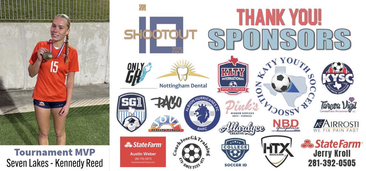 🎉 CONGRATULATIONS 📣

2025 i10 Shootout Tournament MVP <a href="/kennedylreed/">Kennedy Reed</a> from <a href="/SLGirlsSoccer7/">Seven Lakes Girls Soccer</a>