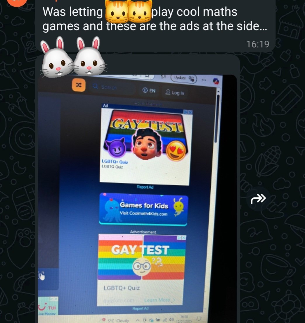 nicenettie's tweet photo. The mother of the primary school child wasn't expecting ads like this on the learning site!! https://t.co/XLUDzUGEv6